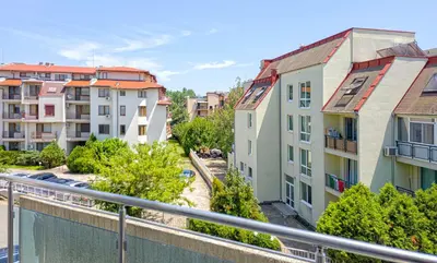 a view from the balcony of a apartment building at Sun City I Apartments in Sunny Beach