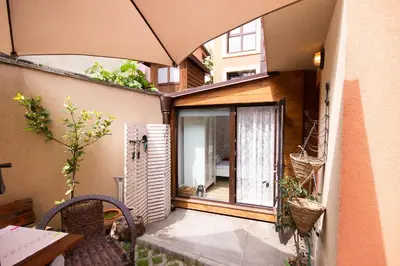 an external view of a balcony of a house at Dreamcatcher's home by RV Apartments in Varna City