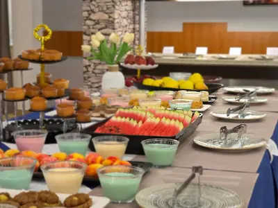 a buffet with many different types of food on a table at Hotel Liani - All Inclusive in Sunny Beach