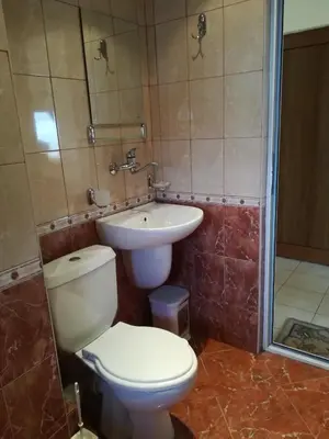a bathroom with a toilet and a sink at Guest House Georgieva Ravda in Ravda