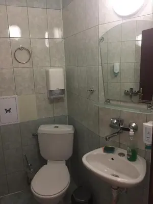 a bathroom with a toilet and a sink at Guest House Hetodon in Sozopol