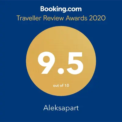 a sign that reads travel review awards with the number five at Aleksapart in Burgas City