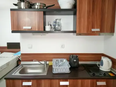 a kitchen with a sink and a counter top with a sink at Rainbow 3 Apartment-studio 223 in Sunny Beach