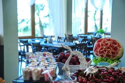 a table with a bunch of food on it at Viand Hotel - All Inclusive in Sunny Beach