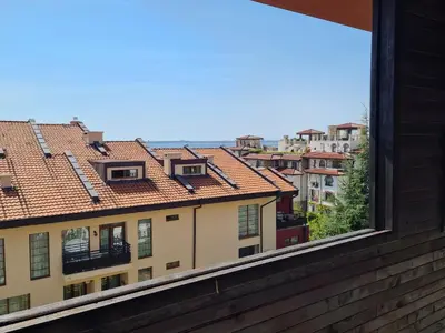 a view from a window of buildings at MitProt Panorama Bay 2 luks Apartment 173 in Sveti Vlas