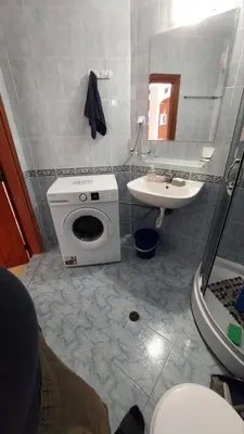 a bathroom with a toilet and a sink at Charis Cozy Family apart at Sun Village Complex close to the Beach in Sunny Beach