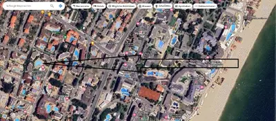 an overhead view of a city with a street at Apartment in Sunny beach, Complex Sun Village, 80 qm, 2 bedrooms & living room near to the beach, SWIMMING POOL, garden in Sunny Beach