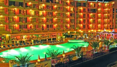 an overhead view of a hotel with a swimming pool at Grenada - Menada Apartments in Sunny Beach