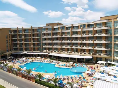 a large hotel with a large swimming pool in front of it at Grenada - Menada Apartments in Sunny Beach