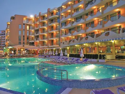 a large swimming pool in front of a hotel at Grenada - Menada Apartments in Sunny Beach