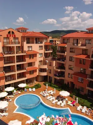 a view of a resort with a swimming pool and buildings at Apart Hotel Efir in Sunny Beach