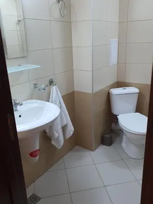 a bathroom with a sink and a toilet at Таня 10 in Pomorie