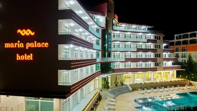 a rendering of the marriott palace hotel at night at Maria Palace Hotel - All Inclusive in Sunny Beach