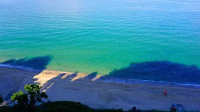 an aerial view of a beach and the ocean at Плажни Апартаменти Силвър Бийч - Silver Beach Sea Apartments in Byala