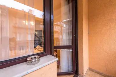 a window of a building with at Vazov Residence , two bedroom top centre apartment in Varna City