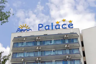 a building with a sign on top of it at Palace Hotel - Half Board in Sunny Beach