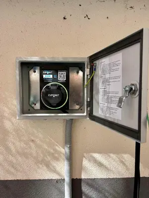 a electrical outlet on a wall with at Andreya's Sea apartment-Beach, Sea garden ,Old Town, Free Parking, Free EVcharging Station in Varna City