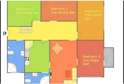 a floor plan of a house at Top Center 4-Bedroom Apartment in Varna City