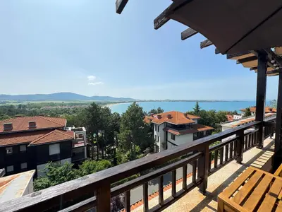 a view of the water from the balcony of a house at Santa Marina resort Sozopol - penthouse with amazing sea view in Sozopol