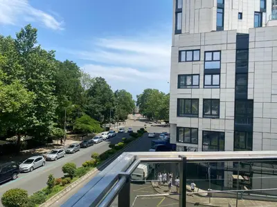a view of a city street from a building at Luxury Apartments Burgas in Burgas City