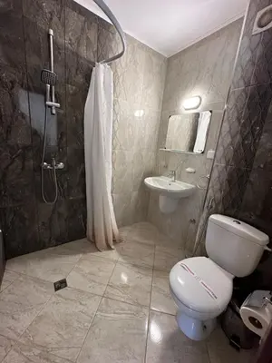a bathroom with a toilet and a sink at Вила Quiet Bay in Sozopol