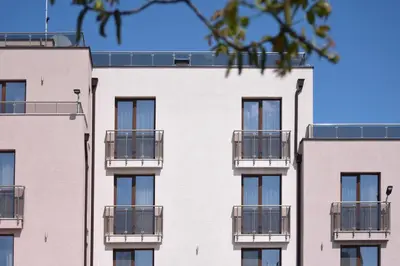 a facade of a building with balconies at Hotel Vanilla, Varna - Free parking in Varna City