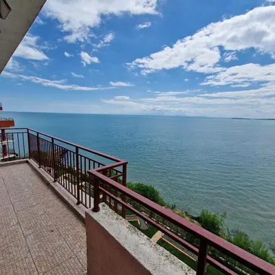 a view of the ocean from a balcony at PANORAMA MARINA FORT BEACH & GRAND RESORT - Premium Apartments Sea Viev in Sveti Vlas