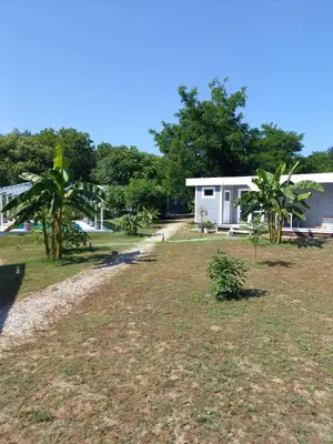 a house with trees in front of a yard at SRB Sadovo-Resort-Bulgaria in Sadovo