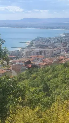 a view of a city and a body of water at Sun Wave Apartament in Sveti Vlas