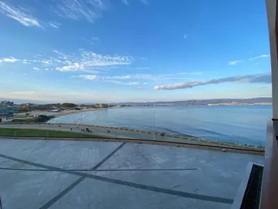 a view of the water from the balcony of a building at PARADISO B 208 Private Sea View Studio NESSEBAR in Nesebar
