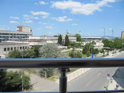 a view of a city from a balcony at Rayski zalez in Pomorie