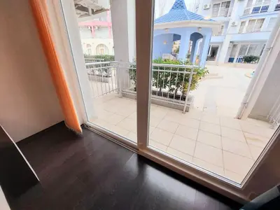 an open door with a view of a balcony at Sunny Dream Apartments Sunny Beach Bulgarien Sonnenstrand in Sunny Beach
