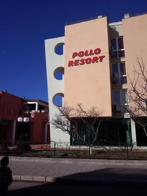 a building with arollo network sign on it at Big comfortable apartment with 2 bedrooms Pollo Resort Sunny Beach in Sunny Beach