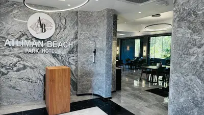 a lobby of an atkin bellingen park hotel at Atliman Beach Resort in Kiten