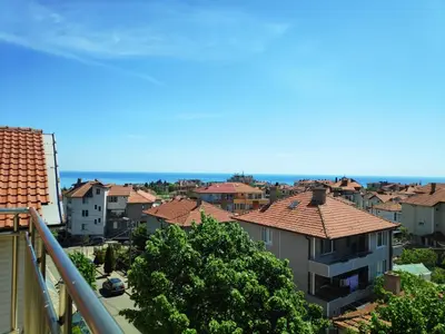 a view of a city with houses and trees at Къща за гости Снежа/ Guest house Snezha in Obzor