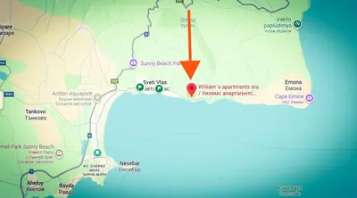 a map of santa fe with a red arrow at William's apartments - fourth pretty studio in Sveti Vlas