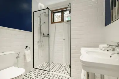 a bathroom with a shower and a toilet and a sink at Carpe Diem in Sladka Voda