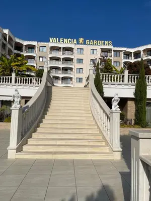 a staircase in front of a building with a building at Sonne, Meer und mehr in Nesebar