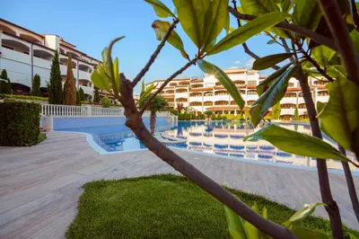 a view of a swimming pool in a resort at Grande Mia Casa in Sveti Vlas