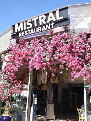 a store with pink flowers hanging from it at Sunny beach apartaments in Sunny Beach