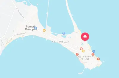 a map of paris with a marker at Sea View Apartment with Free Parking in Pomorie