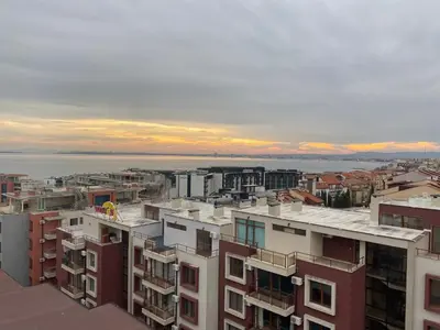 an aerial view of a city with buildings at Studio Sveti Vlas 