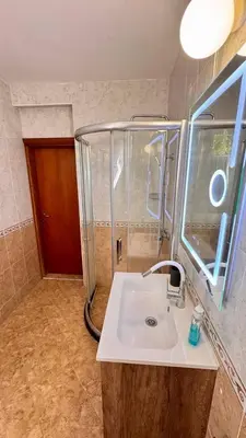 a bathroom with a sink and a shower at Fantastic Apartment in Sveti Vlas in Sveti Vlas