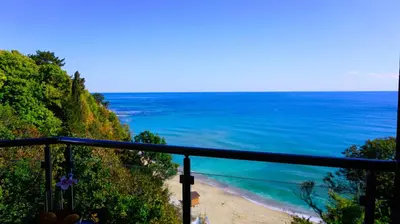 a view of the ocean from a balcony at Byala Cliff Sea View Suite in Byala