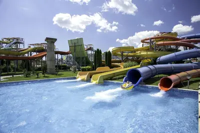 a large water park with a water slide at Apart hotel Gallery L in Sunny Beach