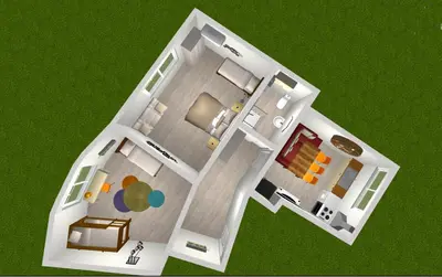 a rendering of a floor plan of a house at Summer Square - 2 bedrooms Retro Flat with great location, 1st fl in Burgas City