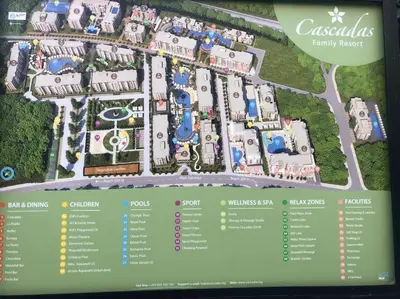 a map of the grounds of a resort at Luxurious Studio Apt,4* Cascadas in Sunny Beach