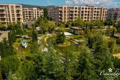 an aerial view of a park with trees and buildings at Luxurious Studio Apt,4* Cascadas in Sunny Beach