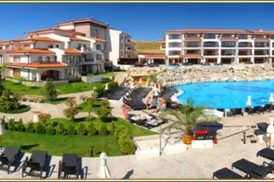 a view of a resort with a swimming pool at Homely, 2 Bed Apt, 4* Vineyards in Kableshkovo