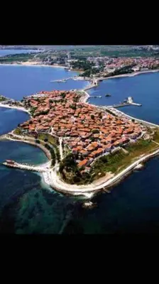 an island in the middle of a body of water at Nessebar panoramic apartment in Nesebar